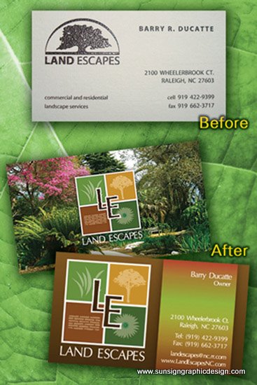 Land Escapes Business Card Before _ After