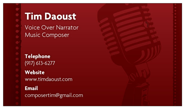 Tim Daoust Audio - Business Card Side 1